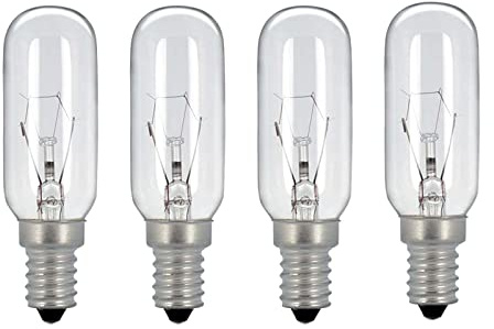 B4U Cooker Hood Bulbs, Extractor Fan Bulb Dimmable, 4 Pack E14 SES Appliance Lamp Tubular Shape Light, T25 Small Edison Screw Filament Light Bulbs, Softer Warm White 2700K