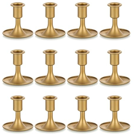 Kerzenständer Gold Kerzenhalter Stabkerzen Metall: Romadedi 12er Set Goldene Stabkerzenhalter Kleine für Hochzeit Party Tischdeko Weihnachten Adventskranz Modern Tisch Deko Wohnzimmer