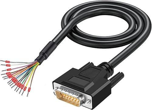 PENGLIN 24AWG DB15 RS232 15Pin serielles Verlängerungskabel, 15-Pin vergoldeter Stecker mit blankem Draht Ende Kabel (männlich)