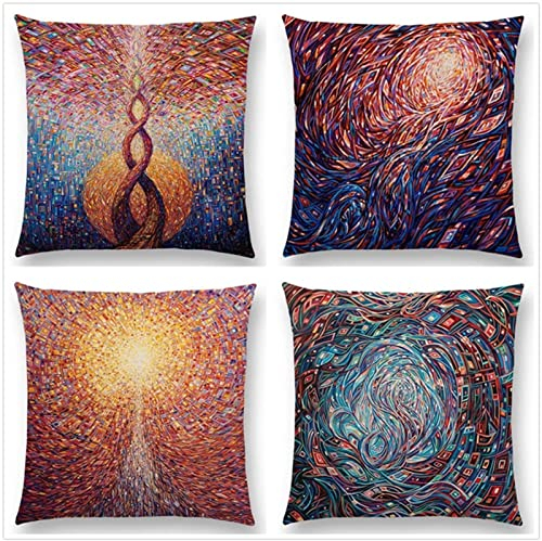 Kissenbezug 45x45cm 4er SetBoho Wohnzimmer Outdoor Deko, Schlafzimmer Zimmer Dekor Kissenhülle Kissenbezüge mit Verstecktem Reißverschluss, Couchkissen, Sofakissen Weinachten Himmel Abstrakter Baum