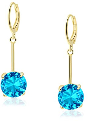 VONSSY Edelstein Tropfen Ohrringe | Stilvolle 18 Karat Platin/Vergoldete Leverback Kristall Hängende Ohrhänger | Silber Schmuck Geschenk für Mutter Tochter Ehefrau