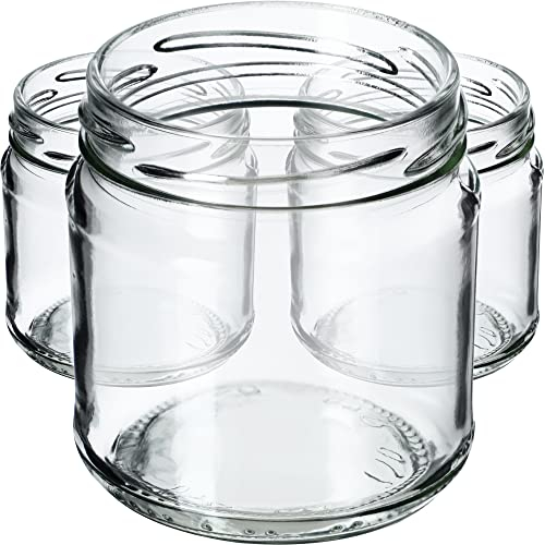 KADAX Tarros Pequeños de 200 ml, Botes de Cristal con Tapa Hermética de 66 mm para Miel, Conservas, Especias y Mermeladas (10 Unidades, Sin Tapas)