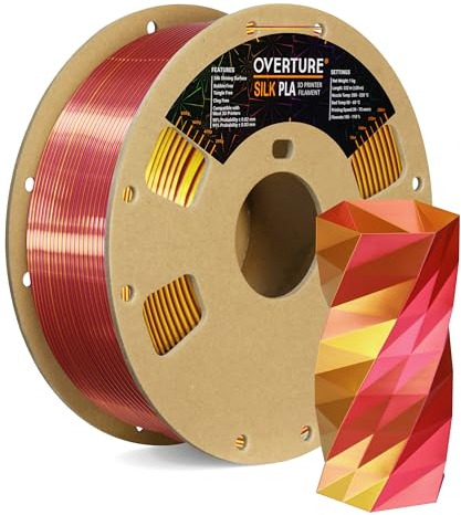 OVERTURE Dual Color Silk PLA Filament 1.75mm, 1kg 3D Drucker Filament Seide PLA, Maßgenauigkeit +/- 0.03 mm(Seide Magenta-Gold)