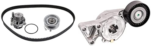 febi bilstein 32814 Zahnriemensatz mit Wasserpumpe, 1 Stück & 14714 Riemenspanner für Keilrippenriemen, 1 Stück
