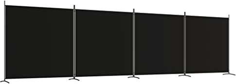 vidaXL Divisorio a 4 Pannelli Nero 698x180 cm in Tessuto