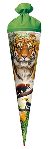 ROTH Schultüte Tiger 70 cm groß - rund Rot(h)-Spitze - Zuckertüte Wildtier