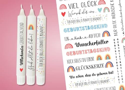Kerzen Tattoo Folie A4 – DIY Geburtstagskerzen selber machen – Wasserschiebefolie für Kerzen & Keramik – kreative Geschenkidee & kleine Mitbringsel