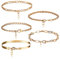 Ouligay 5Pcs Gold Bracelet Set for Women Gold Plated Layered Bracelets Curb Rope Figaro Herringbone Chain Bracelets Boho Adjustable Bracelets Metal Link Chain Bracelet for Women Girls