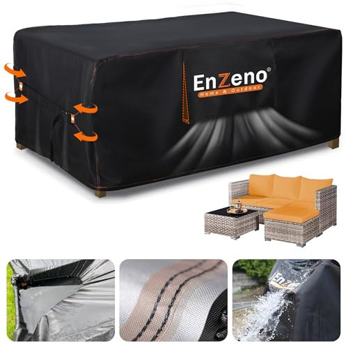 Enzeno square Garden Furniture Covers with Air Vent 200 * 200 Garden Sofa Cover Waterproof，420D Heavy Duty Outdoor Patio Rattan Cube Set Covers outside,Anti-UV for Chair and outdoor table cover