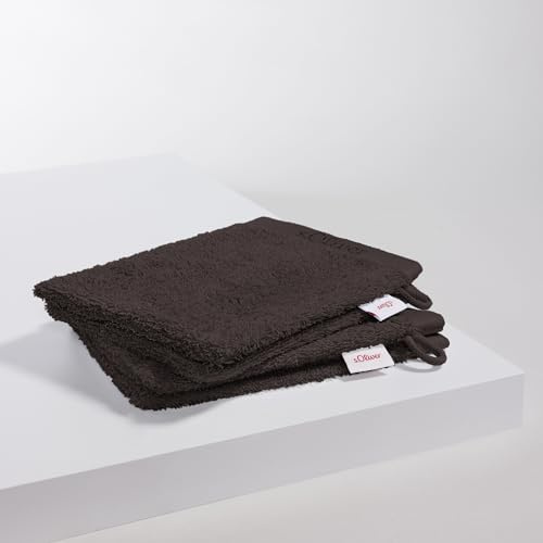 s.Oliver 4 TLG Waschhandschuh Set - 100% Baumwolle, 600 g/m², weich & angenehm, 4X Waschlappen braun