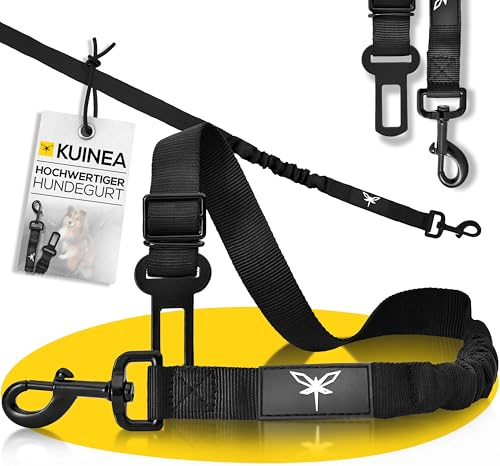 KUINEA® 2X Sicherheitsgurt für Hunde – elastischer Hundegurt mit Rückdämpfung & Verstellbarer Länge – Anschnallgurt fürs Auto, Robustes Hunde Zubehör für alle Rassen & Autotypen