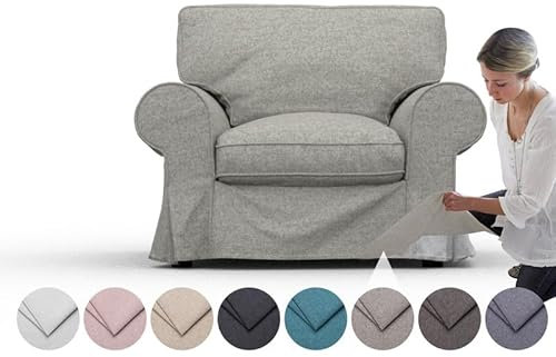 comfortly Schonbezug für EKTORP-Sessel, robuster Schonbezug, Haustier- und schmutzabweisend, strapazierfähiges Nano-Tech-Gewebe, leicht zu reinigen und auszutauschen. (Grau Farbe)