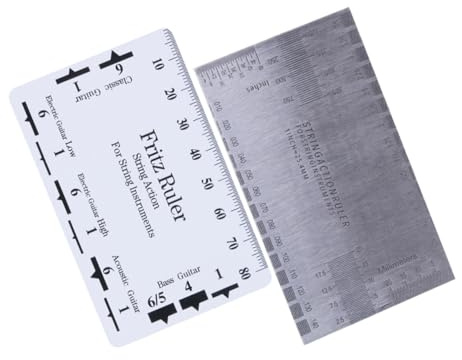 2 Stück Saitenlage Messlehre für Bass und E-gitarre aus Edelstahl | Kunststoffelemente, für Performance und Zuhause, zur Messung der Saitenlage, Einfach in Anwendung