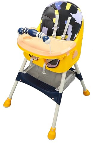 Adjustable Height Baby High Chair with Removable Trays, Folding Design for Playing, PU Leather, Eco Friendly, Safety Priority, Baby Dining Booster Blue
