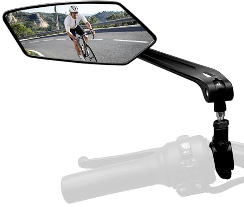 Fahrrad Rückspiegel Links HD 360°Verstellbar Fahrradspiegel Schlagfestes Universal Fahrrad Spiegel für Ebike Scooter MTB Motorrad Rennräder