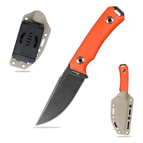 SDOKEDC DC53 Stahl Feststehendes Outdoor Messer mit G10 Griff & Kydex Scheide, Jagdmesser & Outdoor Werkzeug für Männer, EDC Camping Survival (Schwarz+Orange)