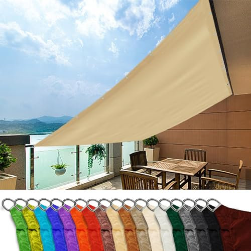 Garten-Sonnenschutz, winddicht, Balkon-Sichtschutz für Schwimmbad, Terrasse, 1,6 x 6 m, Khaki