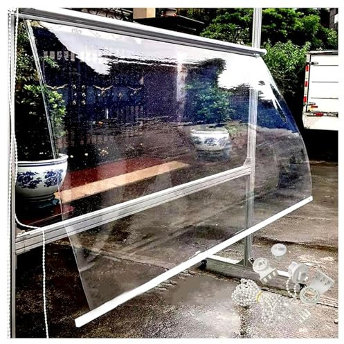 Regendicht für den Außenbereich, Rollos für Glastüren und Fenster, Seitenzugrollos mit Beschlag für Empfang, Haus und Küche, 140 cm B x 350 cm H