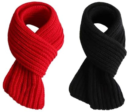 CVDYWDJIE Stickad halsduk för barn, 2 stycken, termisk halsduk, nackskydd för barn, vindtät halsduk, halsvärmare, Röd, M