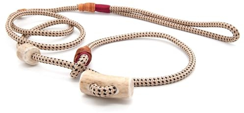 Retriever-Leine/Moxonleine Elegant-Style | handgefertigte Hundeleine aus Tau mit Halsbandfunktion & Horn-Stopper | 6mm – besonders leicht & handlich | Training, Alltag & Spaziergang