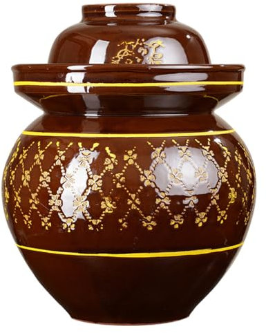 Großes Keramik-Einmachglas, traditionelles chinesisches Porzellan, zum Einlegen von Gurken, Keramik-Gärtopf mit Wasserdichtung, Luftschleusendeckel, Sauerkraut-Topf, 7 kg, eine Farbe, 9 kg