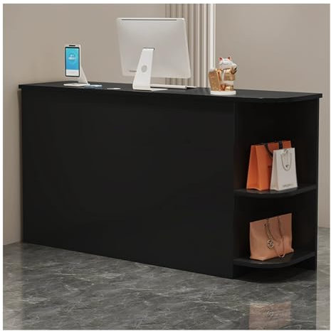 Moderne Rezeptionstheke Ladentheke Mit Platzierungsecke Displaytisch Vielfältige Ablagemöglichkeiten Abschließbare Schubladen Einfache Installation Für Lobby Kosmetiksalon Büro Kassentheke(Black)