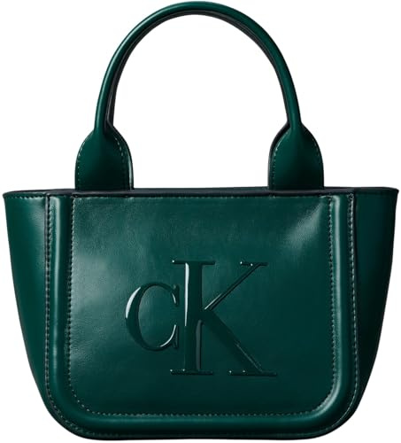 Calvin Klein Damen Tote Bag Tasche Bold Small With Strap mit Logo, Grün (Maya Blue), Einheitsgröße