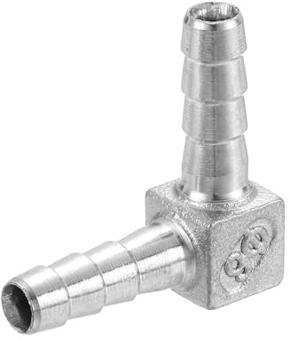 sourcing map 6mm Hose Barb 90 Degree Pipe Fitting, 304 Stainless Steel L Right Angle Adapter Pipe Connection Fitting for Vacuum Systems, Industrial Connections, Pneumatic Equipment, Silver