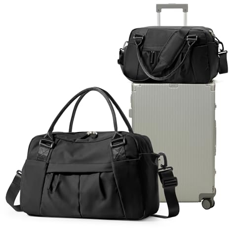 SEAFEW Resväska, kabinväska, kabinväska för Easyjet 45 x 36 x 20 x 20, sportväska, gymväska, weekendväska, B02-svart, Ryanair 40x20x25(20L), Ryanair 40 x 20 x 25 cm (20 L)