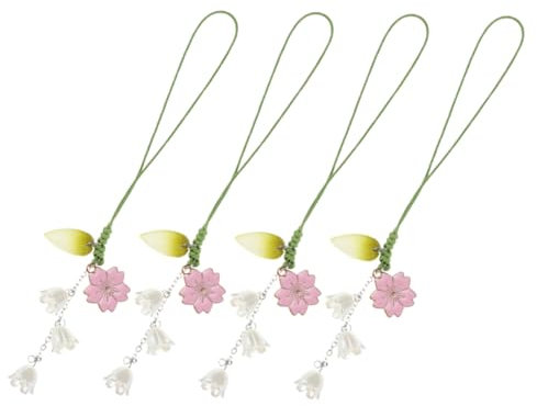 LIGIGWASH 4stücke Teiliges Tulpen Schlüsselanhänger Handgemachte Mobile Handykette Mit Farbenfrohem Design Als Handtaschen- Für Damen Kreative Telefon-dekoration