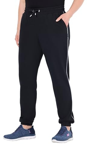 Ulla popken dam joggingbyxor, accent casual byxor, svart, 56W / 32L