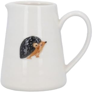 Milk Jug, Hedgehog Jug, Mini Fun Novelty Dining Table Afternoon Tea Accessory, Housewarming Present, Mothers Day Gift, Pretty Decorative Woodland Nature Pattern Creamer, Kitchen Gift
