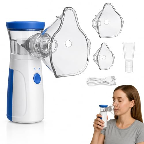 Nebulisateur Aerosol Portable Silencieux Appareil Aérosol USB-C Rechargeable pour Bébés Enfants et Toute la Famille Nébulisateur de Poche pour Toux et Asthme