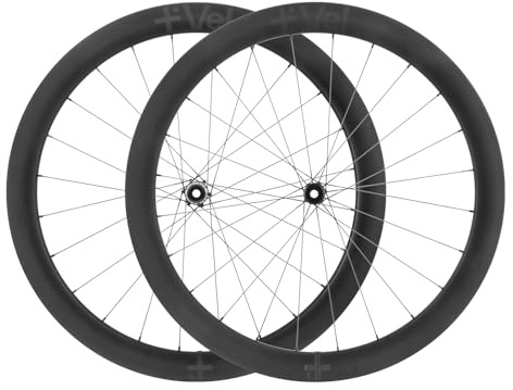 MEROCA VEL Rennrad-Radsatz aus Carbon, 700 C, Drahtreifen, 50/60 mm tief, Scheibenbremse, schlauchlos, 36T Ratschennabe, Säulen-Speichen (ultraleicht, 1380 g, 50 mm Tiefe)