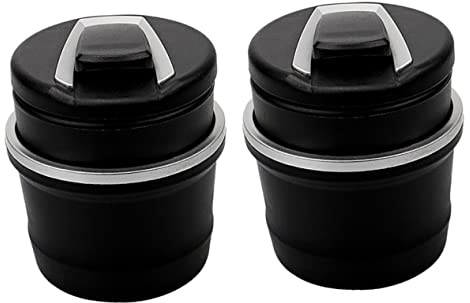 Healifty Cendrier Décoratif de Voiture avec Couvercle en Plastique Noir, Lumière LED Intégrée, Portable, pour Voiture et Café, Lot de 2 Pièces