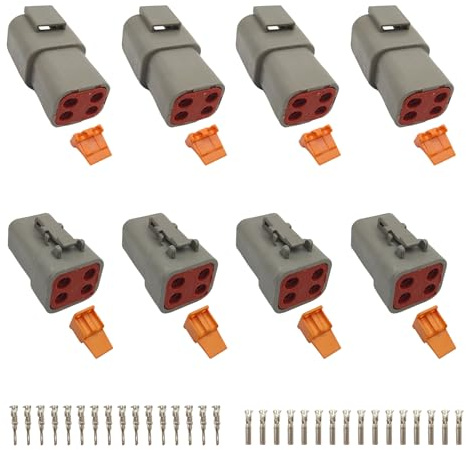 winwill KIT 4 KIT SPINA DTP - 4 POLI IMPERMEABILE 25A PER 10-14AWG - Spina e presa - Connettori automobilistici per auto, camion, barche, illuminazione LED