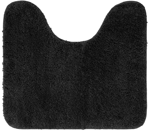 Brandsseller WC Vorleger 45x50 cm mit Ausschnitt aus weichem Mikrofaserstoff rutschfeste Badteppichmatte für Toilette WC-Schwarz