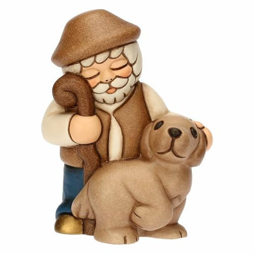 THUN - Pastore con cane - ceramica - Collezione Presepe Classico - 5,8 x 4,8 x 7,9 cm