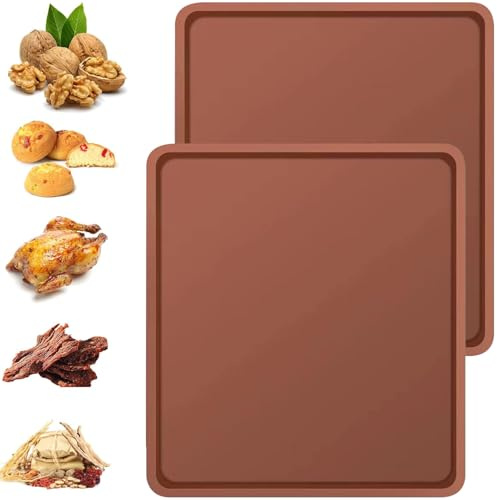 YXHZVON 2 Piezas Swiss Roll Cake Mat, Bandejas de Silicona con Bordes, Alfombrilla de Silicona para Hornear Antiaherente para Cocinar, Hornear, Galletas (Marrón)