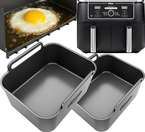 Airflow Bake™ Ninja AF400UK Oil/Baking Silicone Liners | Flat Base for Baking & Oil Cooking | Dishwasher Safe, Ninja Air Fryer Accessories | AF400UK Accessories 2PCS | by iStock Kitchen