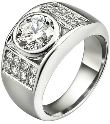 Stfery Siegelring Platin 950 Damen, Partnerringe mit Moissanit Echtgold Schmuck Gr.54 (17.2)