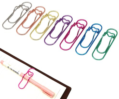 7 st färgglada metallpennhållare klämmor, clip-on pennhållare för anteckningsböcker, tidskrifter eller planerare, pappersklipppennhållare bokmärke, återanvändbart kontorsverktyg för kontorsskola