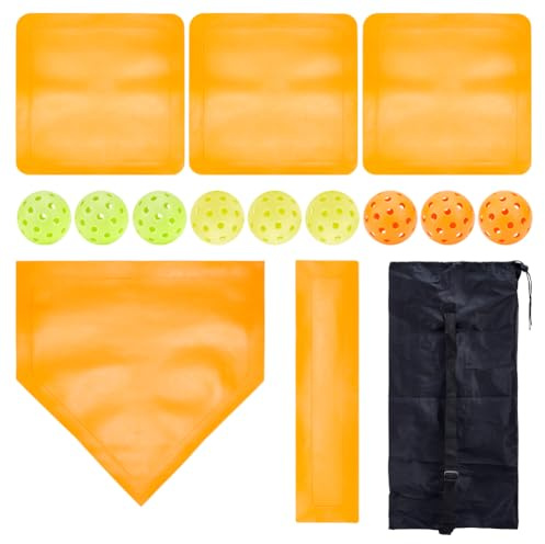 MAYJOYDIY Set di 5 basi da baseball e softball con 9 palline da allenamento in plastica, basi da baseball lanciate per sport all'aria aperta, per teeball, allenamento scolastico