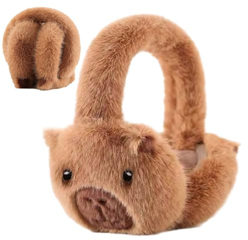 Kids Capybara Ear Muffs, Winter Warm Foldable Plush Earmuffs For Boys & Girls, Cute Capybara Stuffed Ear Warmer For School Outdoor Children & Adults