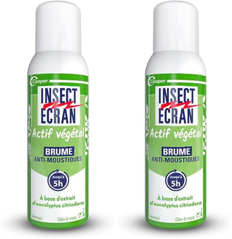 INSECT ECRAN - Brume Anti-Moustiques - Protection contre les piqûres de moustiques - Peau - Actif d'origine végétale - Aérosol - 100 ml (Lot de 2)