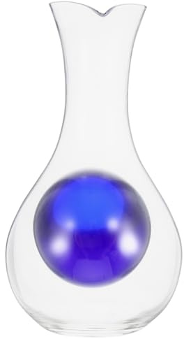 COLLBATH Glass Sake Decanter with Ice Pocket, Crystal Small Japanese Style Pitcher, Blue Glass Wine Carafe for Chilled Sake and Whiskey Dispenser at Home Bar