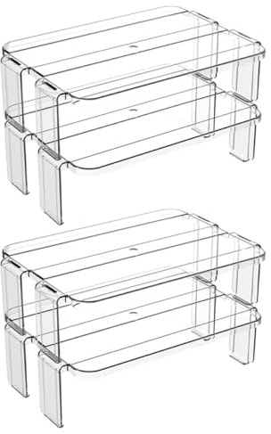 Veemoon Estante de Almacenamiento Multifuncional para Nevera de Plástico, Superficie Lisa y Diseño Superponible, 2 Piezas Adecuado para Encimeras y Restaurantes