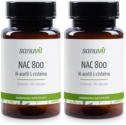Sanuvit® NAC - N-Acetil L-Cisteína 180 cápsulas con 800 mg cada una | Alta biodisponibilidad y tolerancia | Vegano (Paquete de 2)