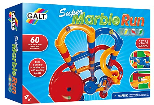 Galt Super Marble Run - 60Pc Kids Construction Set, Fun Childrens Building Toys - Young Engineer Cause and Effect Toys - STEM Learning and Design Skills - Gift for Boys and Girls - Ages 4 Years Plus