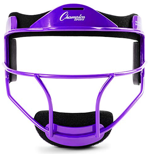 Champion Sports Steel Softball Face Mask - Classic Fielders Masks for Youth - Durable Head Guards - Premium Sports Accessories for Indoors and Outdoors - Purple